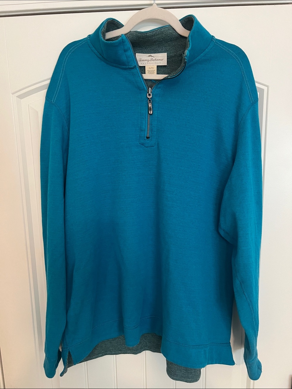 Tommy Bahama Flipshore Half-Zip Reversible Sweatshirt in Largo Teal Heather XL